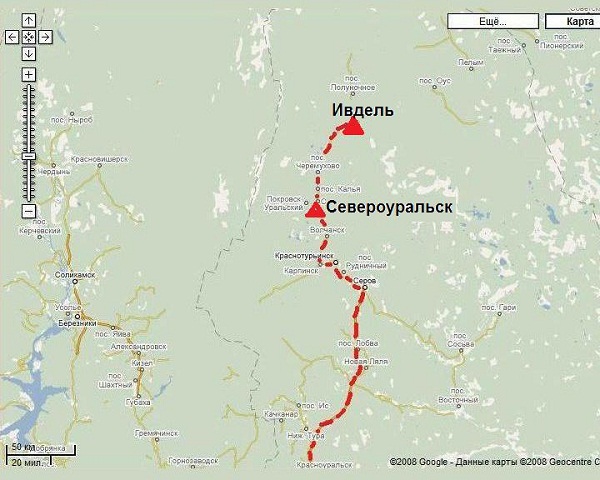 Карта североуральска и окрестностей